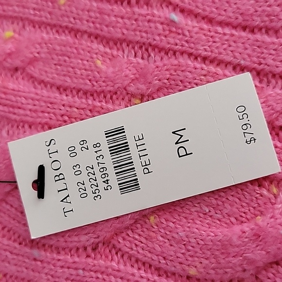 Talbots Confetti Marled Lightweight Cable Knit Sweater Pink Size MP NWT - Picture 12 of 13